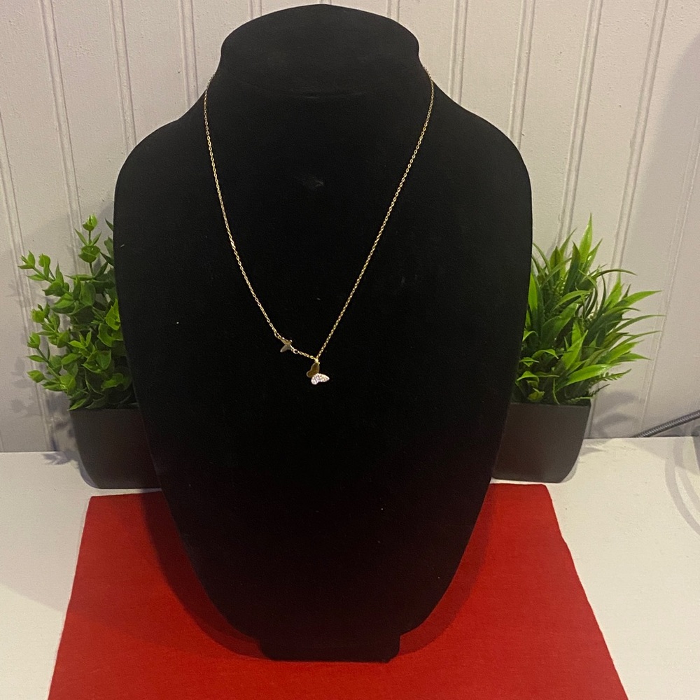 Elegant Gold 925 sterling Necklace with butterfly  Pendant